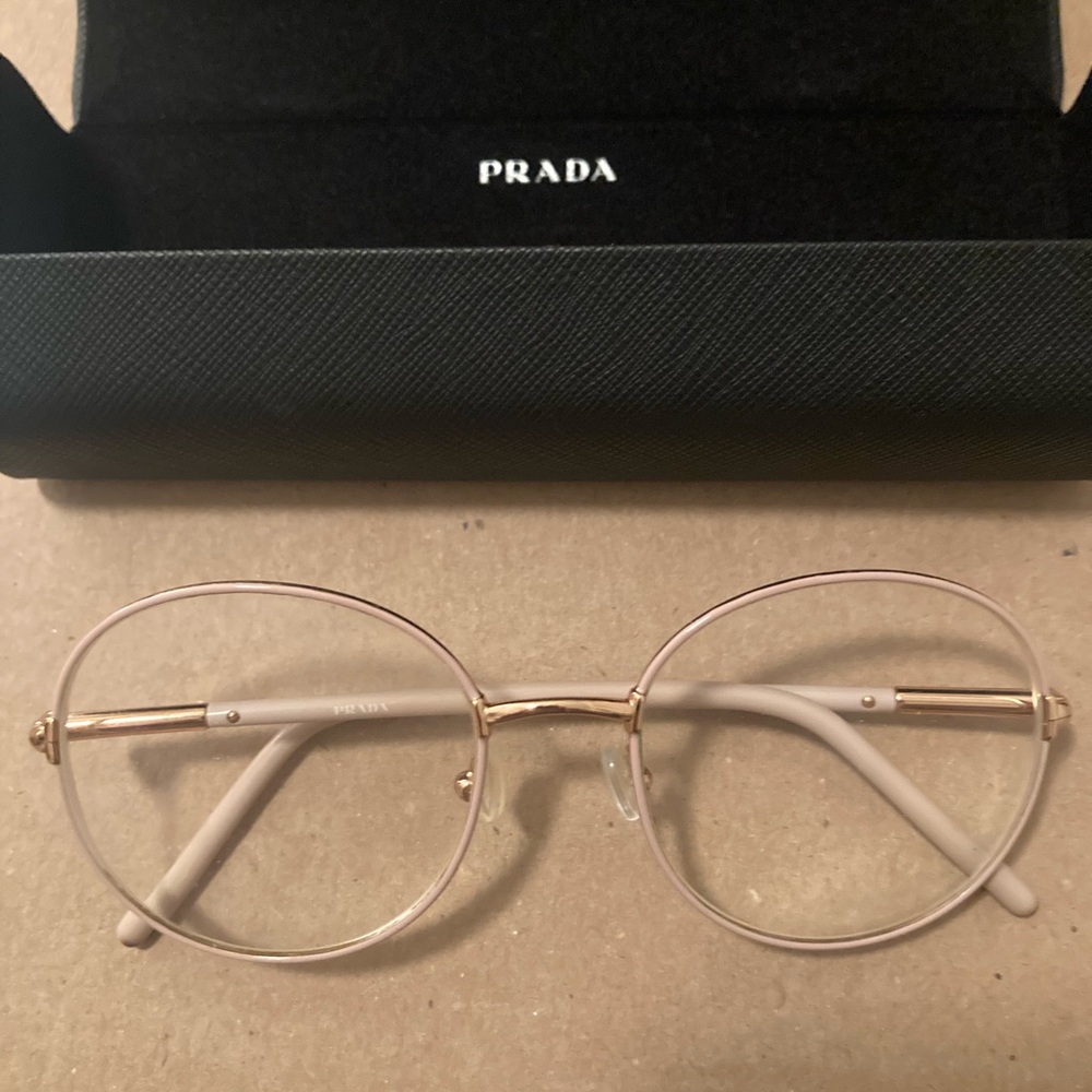 PRADA Round Metal Frame Glasses - blush